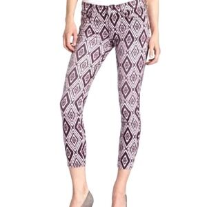 7 For All Mankind Jeans NWT 31 Plum Ikat Cropped Skinny Denim Pants Plum NEW